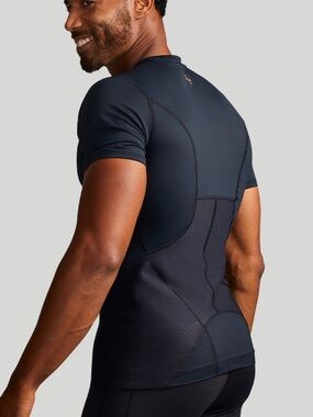 Tommie Copper Men SZ L Black Lower Back Support Short Sleeve Shirt NWT